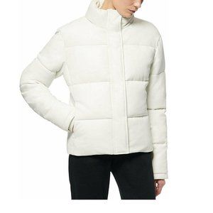 Marc New York Women's Faux-Leather Puffer Coat| Size Large | Color Ivory